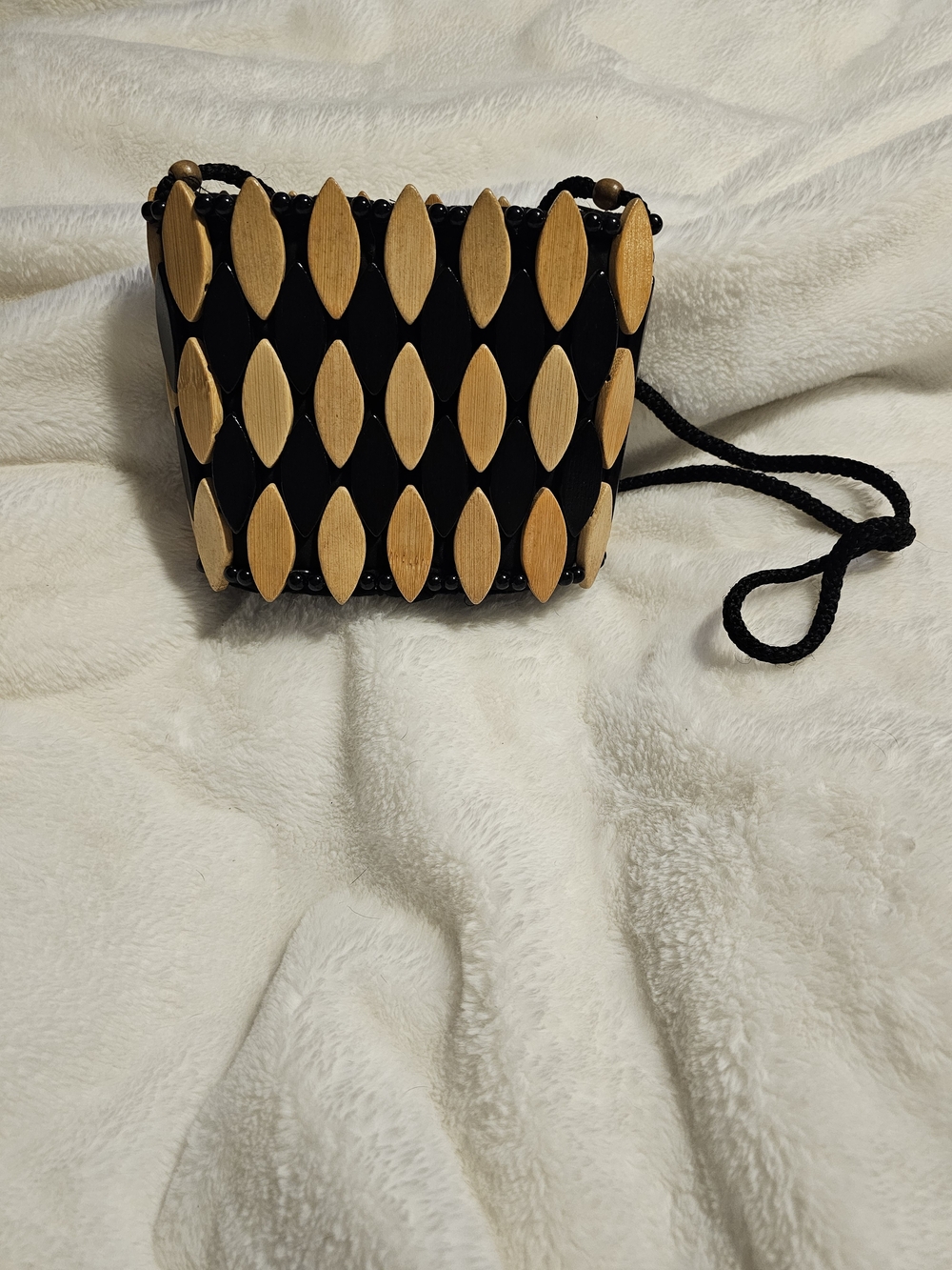 Handcrafted African Wood Beaded Purse